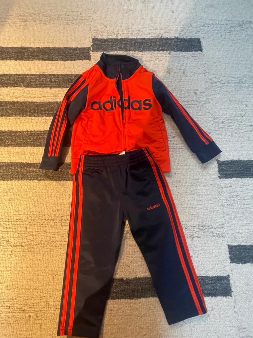 adidas Kids orange and navy Track Jacket & Joggers